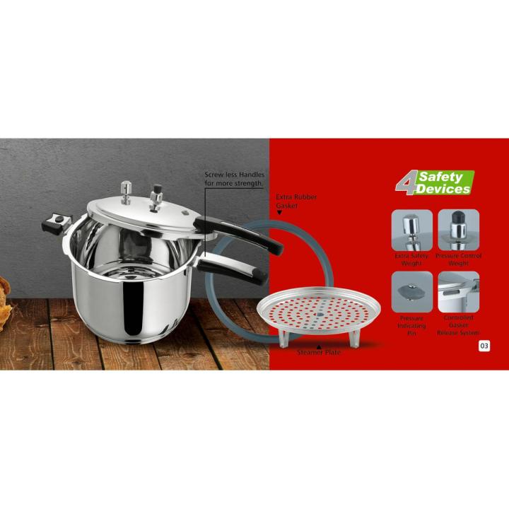 Alpha Pressure Cooker Stainless Steel With 4 Safety Devices
