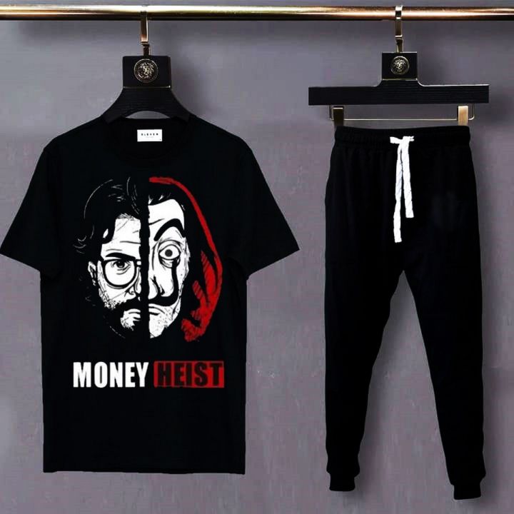 Money%20Heist%20Printed%20T%20Shirt%20And%20Trouser%20Cotton%20Half%20Sleeves%20Round%20Neck%20Summer%20Collection%20Top%20Quality%20-%20Image%202