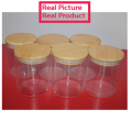 2pc Glass Jar with Wooden Lid air tight canister and jar - 450 ml Small Food Storage Containers for Home Kitchen, Tea, Herbs, Sugar, Salt, Coffee, Flour, Herbs, Grains Non-toxic, BPA free, Higher Thermal Shock Resistance than Regular Glass, Microwave. 