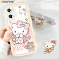 AMORVOR for OPPO A76 / A36 Back Cover (With Free Holder) Cartoon Cat Soft Wavy Phone Case Camera Protection Transparent TPU Soft Cover. 