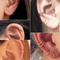 12Pcs/set Nose Ring Piercing Punk golden selvar Color Handmade Tiny Nose Lip Hoop Ring Septum Rings Piercing Stud Body Jewelry. 