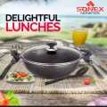Sonex Non Stick Cooking Wok With Glass Lid - Black Karahi 36 CM. 