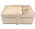 Three-Layer Jewelry Organizer Box for Women – Large Capacity Storage Case for Earrings, Rings, Necklaces, Bracelets – Imported Display Jewelry Holder. 
