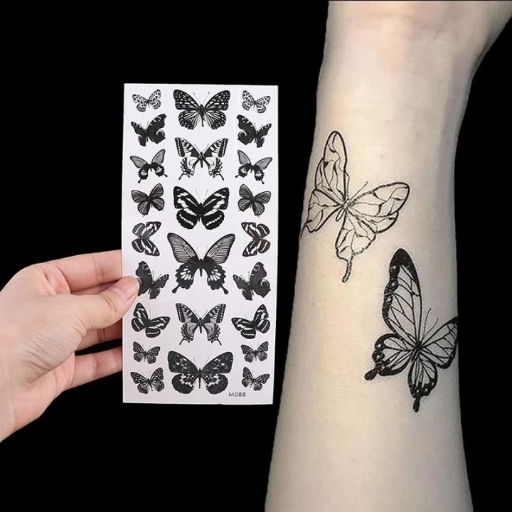 1 Sheet Waterproof Temporary Tattoo Sticker 3D Butterfly Tattoo Flash Transfer Tatoo Leg Arm Hand Foot For Women Body Art