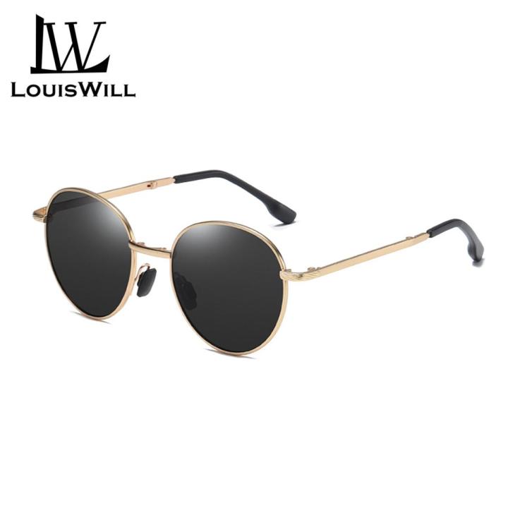 LouisWill Foldable Sunglasses Men Women Polarized Glasses Driving Goggles Anti glare Sun Glasses Round Frame UV Protection Chic Retro Sunglasses Folding Metal Frame Sun Glasses With Box Daraz.pk