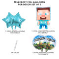 Minecraft Video Game Foil Balloon Set of 5 pieces, Gaming Balloons Steve Character Birthday Party Decoration, Mine Craft Toy Theme Foils Air Baloon, Decorations Supplies, Game Play Ballons, Teenager Birth Day Decor, HBD Foil Balloons, Mine-craft Theme. 