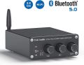 Fosi Audio BT20A Bluetooth 5.0 Stereo Audio 2 Channel Amplifier Receiver Mini Hi-Fi Class D Integrated Amp 2.0 CH for Home Speakers 100W x 2 with Bass and Treble Control TPA3116. 