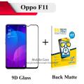 Oppo F11 Full 9D Edge to Edge(Full Glue) Tempered Glass Screen Protector + Back Matte Protector Soft Skin Sheet Soft Film Protection For Oppo F11. 