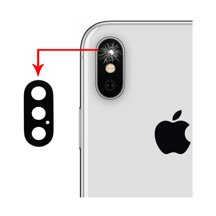 Apple iPhone X Camera Glass Replacement Rear Back Camera Lens For iPhone X - Black Burrak