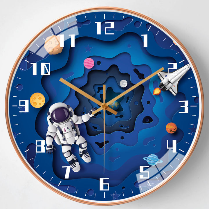 8 inch 20cm space children's clock Non Ticking Children Round Wall