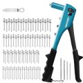 Manual Hand Rivet Gun Set with 2.4mm 3.2mm 4.0mm 4.8mm Nut - Hand Tools Rivet Nails for All-Steel Sturdy Structure Instrument Eatop with Gift of Free 20 Rivets Pin. 
