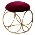 Nestroots Sitting Stool for Living Room Furniture Ottoman pouffes for Sitting | Metallic Side Table Puffy Foot Stool with Metalic Ring Gold Legs Home Furniture. 