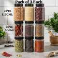Pack of 6 / 12 Airtight Kitchen Storage Containers 1150ml - Leakproof Masala Jar Set - Stackable Plastic Spice Box & Pantry Organizer + Free Spoons. 