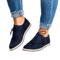 【ETOP】Plus Size New Women Fashion Lace Up Perforated Oxfords Femme British Minimalist Flat Casual Shoes. 