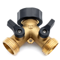 Garden Hose Splitter Hose Distributor 2 Way Heavy Duty Brass Connector Tap Splitter Y Splitter 2 Valves with 2 Extra Rubber Washer. 
