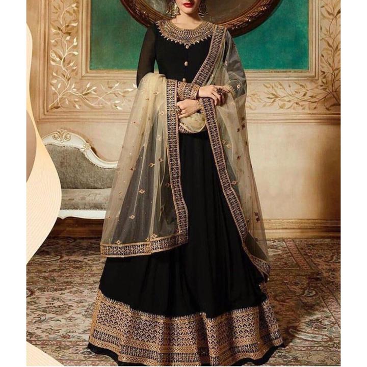 Indian Chiffon Bridal Embroidery maxi With Net Embroidery Dupatta