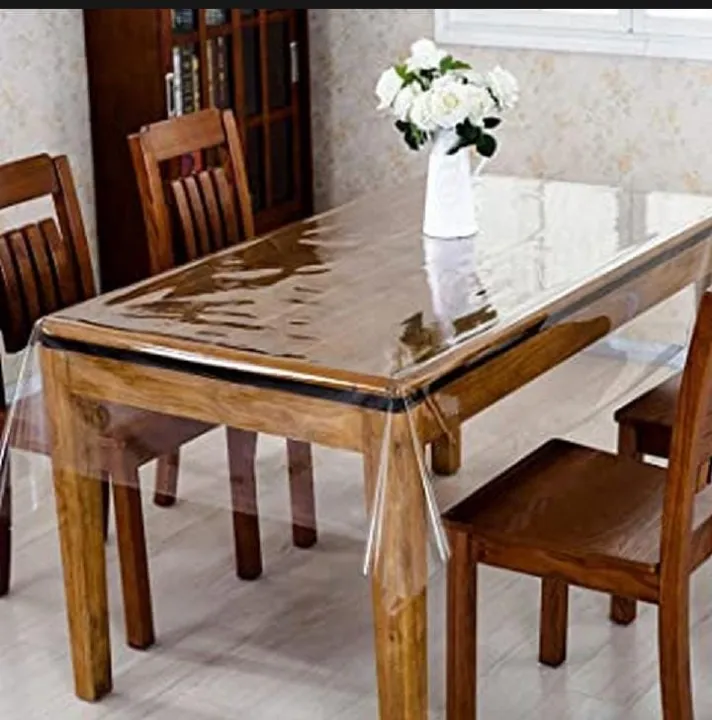 4/6&%208%20Seater%20PVC%20Transparent%20Clear%20Dining%20Table%20Cloth%20/%20Cover%20Plastic%20Table%20Cover%20Protector%20Sheet%20Rectangle%20-%20Image%204