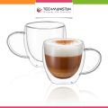 Techmanistan Double Wall Glass Mug, Elegant Double Wall Transparent Glass Coffee Tea Mug with Sturdy Handle, Clear Insulated Glass Espresso Cup, Insulated Layer Coffee Cup. 