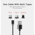 Yesido 3in1 Mobile Phone Charging 2.4A Micro Type-C USB Cable line Magnetic Cable for iPhone. (Black Gray). 