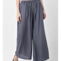 100% Pure Viscose Palazzo Trousers for Women – Flared, Regular Fit, Black, Free Size. 