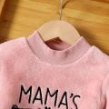 PatPat Toddler Girl Letter Embroidered Fleece Mock Neck Long-sleeve Pink Sweatshirt Dress. 