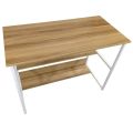 Small Computer desk Metal Frame Two Shelf Computer Desk Wood Table Study Office Laptop. 
