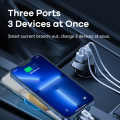 Remax Fast Car Charger 3-USB 3.1A Output PD3.0 QC3.0 SCP/FCP/AFC Fast Charge Intelligent Charger Power Adapter For Mobile Phones. 