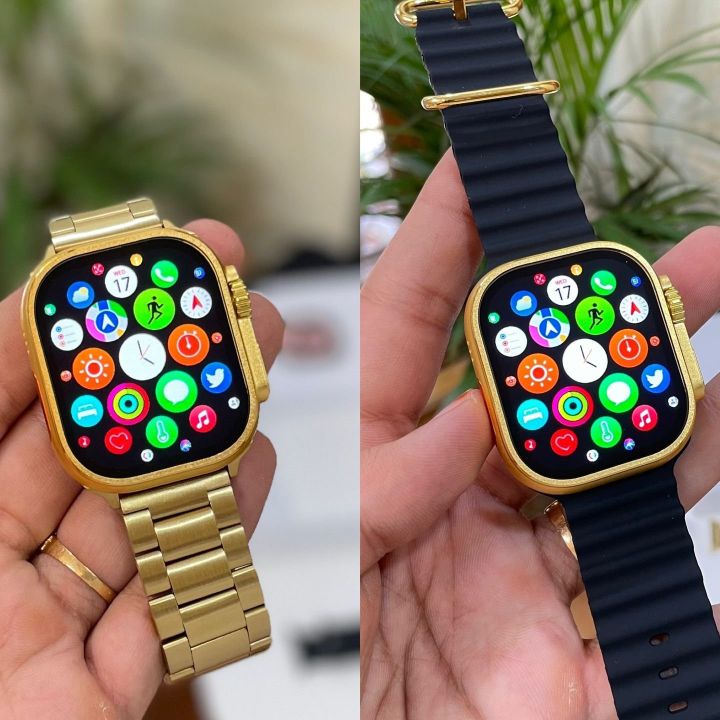 Original S9 Ultra Max Gold Addition Smart Watch (24K Gold) Series 8 Bluetooth Calling HD Display 2.0 Inch Big Size 49mm Wireless Charging & Fitness Sports Mode