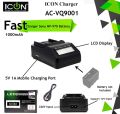 Ultra Fast ICON AC-VQ9001 NP-970 Charger For SONY NP-F550 570 750 770 970 960 975 Sony Handycams, NW CN160 CN-216 LED Light,NW 759 74K 760 Feelworld,759 74K 760 FM-500H NP-F970 F980 F990. 