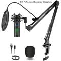 Kungber Q18 Professional USB Microphone PC Computer Recording Mic , Gaming Streaming Video Studio Microphone Condenser Microphone Kit with RGB Light 5 Modes for PS4 / PS5 / Computer and Mac. 