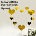 10 pcs Love Self Adhesive Hearts Acrylic 3D Mirror Wall Sticker Living Room Bedroom Home Decoration Wall Decor. 
