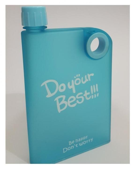Reusable Flat Plastic Water Bottle, Special Book Shape Design Plastic Memo Flat Portable Water Bottle