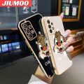 JIUMOO For Samsung Galaxy A32 4G Case Cartoon Cute Squirrel Luxury Plating Side Phone Cases Pattern Silicone Casing Full Cover Camera Protection Shockproof Softcase. 
