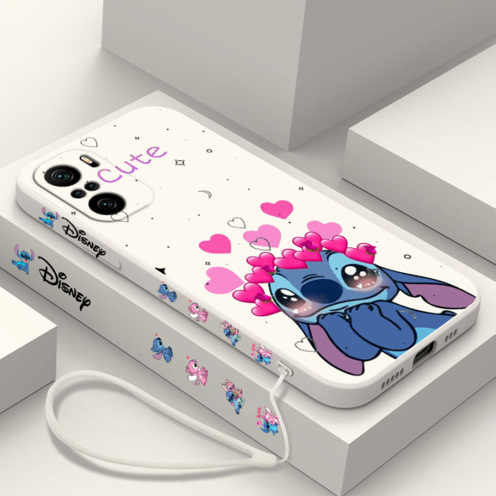 cho Stit5G phone case liquid left rope o plus 11S 11Pro 11 12 12 Xiaomi Redmi Note 131T 10S 10 Pr Cartoon Lil