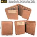 Genuine Leather Tan Brown Coat Wallet For Men. 