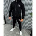 Black Trendy Zipper Printed Tracksuit For Men - Hoodies For Men. 