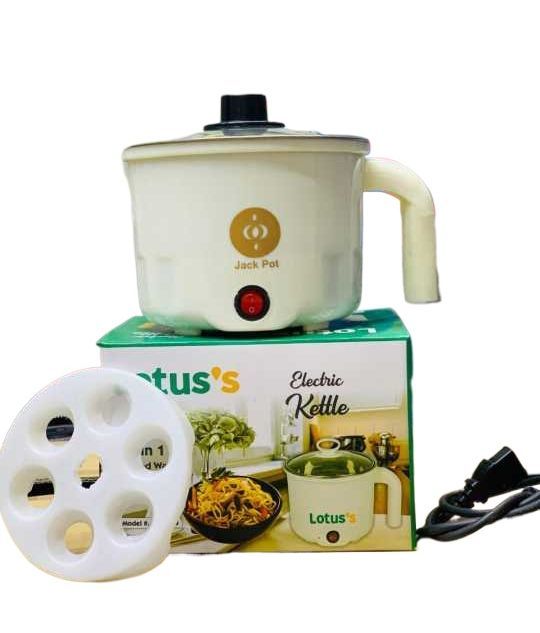 Electric 1.5 L Multi Cooker Kettle with Concealed Base Multifunction Cooking Pot Noodle Maker Egg Boiler Vegetable and Rice Cooker and Steamer Steamer for Home, Office and Travel/blue color without steamer