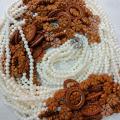Pack of 10 beautifull string beads curtain - Door curtain - White and brown blinds curtain - Tassel beads curtain - 10 Rows glass beads curtain - Crystal curtain - Moti parda set. 