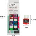 Mont Marte Textile & Fabric Paint Set - 8 Pieces x 20ml - Permanent Textile Paints - Ideal Colours for Clothing, Bags and All Fabrics. 