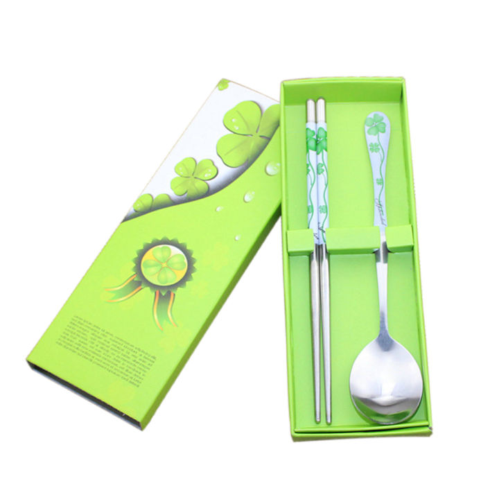Chinese Style Elegant Non-slip Design Stainless Steel Chopsticks Spoon Gift Set