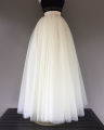 Off-White Poly Cotton Net Floor Length Long Skirt With Cancan Attached For Women. AE-6704. 