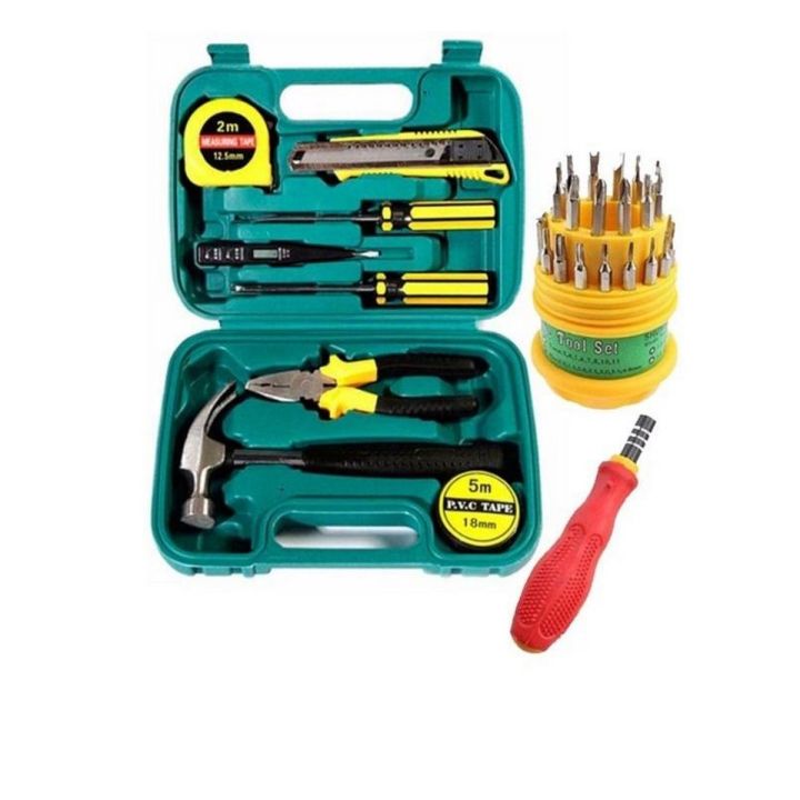Pack Of 2 9 Pcs Tool & 31 In 1 - Universal Magnetic Screw Driver Kit - Multicolor
