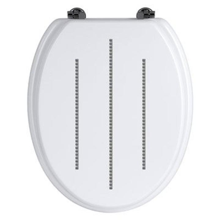 White Toilet Seat with Diamante Detail - Premier Home - SKU 1604096