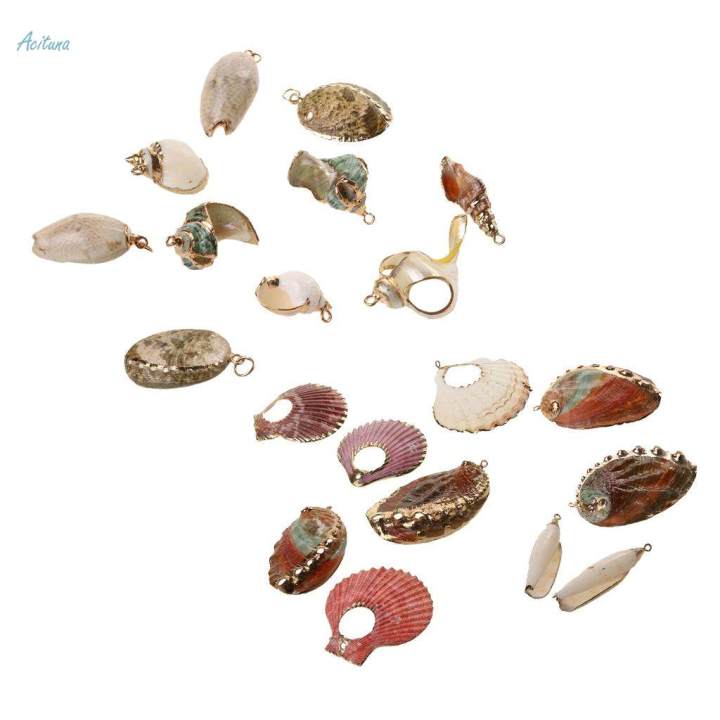 2xPhenovo Gilding Conch Sea Shell Beads Jewelry Making DIY Crafts Beach Gold