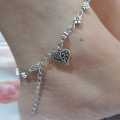 Antique Heart Anklet Payal for Girls and women Simple Silver Foot Bracelet Never Fade. 
