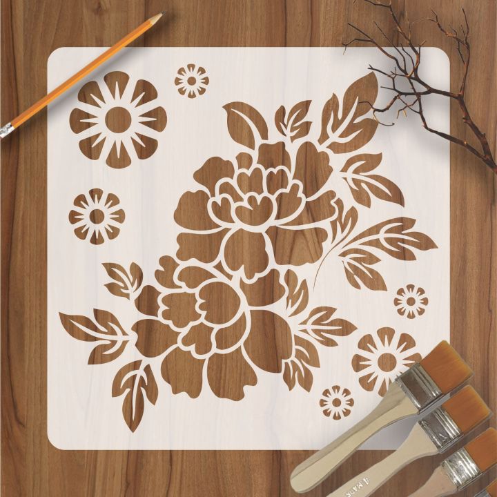 Carnations Flowers Pattern Reusable Stencil Airbrush Painting Wall Art ...