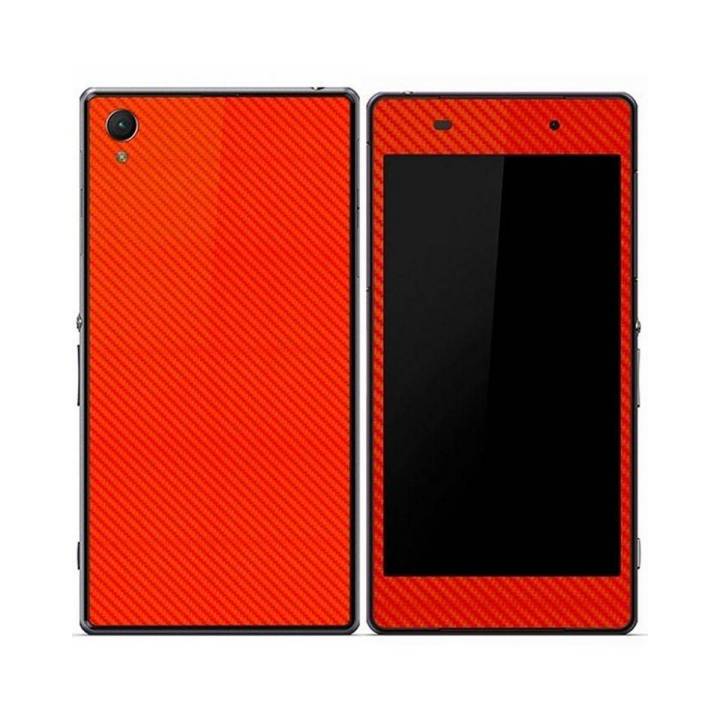 Sony Xperia Z1 Orange Carbon Fiber Texture Mobile Skin