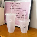Kawaii Water Bottle For Coffee Juice Milk Tea Cute Plastic Cold Cups With Straw Lid Portable Reusable Drinking Bottle BPA Free. 