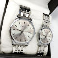 Couple Watches Branded Stainless Steel Fashion Quartz Waterproof Wrist Watch For Couple-Pack of 2. 