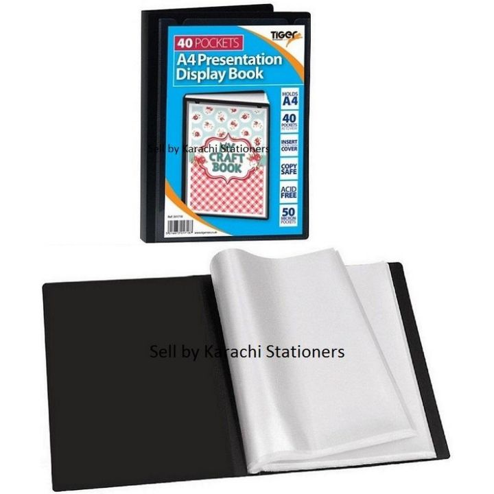 Plastic Sheet file - 40 Pocket A4 Display Book 40 Pocket Clear Pockets can display 80 pages Black